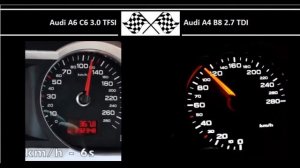 Audi A6 C6 3.0 TFSI VS. Audi A4 B8 2.7 TDI - Acceleration 0-100km/h