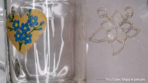 Как рисовать на стеклянной посуде. Витражная роспись "Незабудка"