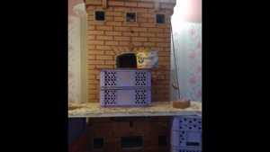 Двухэтажная каминопечь с хлебной камерой / Печь-камин  3 на 5 кирпичей на два этажа