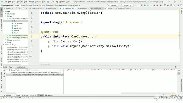 DAGGER tutorial android part 4. METHOD INJECTION using @Inject annotation in java. Android смотреть онлайн