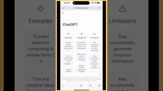 OpenAI ChatGPT -3 on iPhone