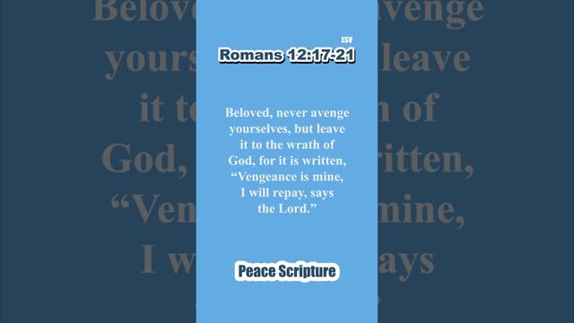 Peace - Vengeance is mine, I will repay, says the Lord...