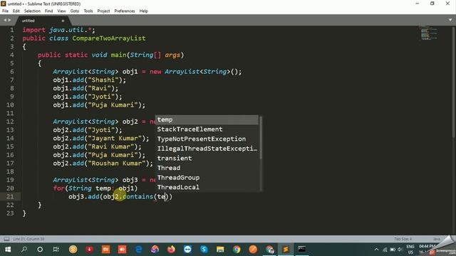 #1.13 Java Collections Framework in Hindi | Compare Two ArrayList