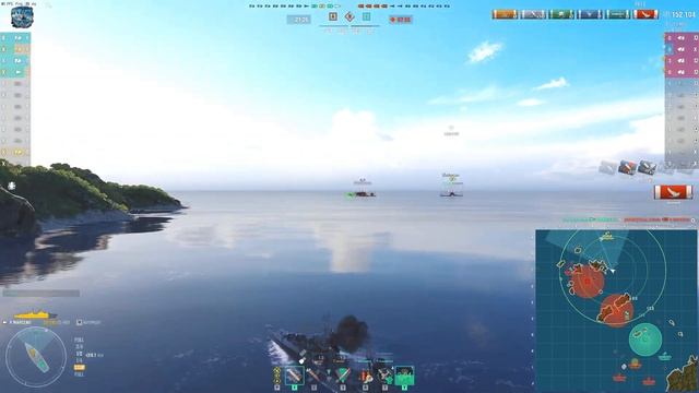 Destroyer Marceau on map Okinawa, close endfight - World of Warships смотреть онлайн