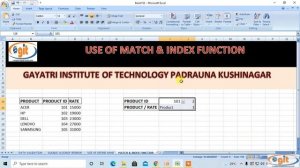 DAY 23 USE OF MATCH & INDEX FUNCTION IN MS EXCEL  || GIT EDUCATION ||