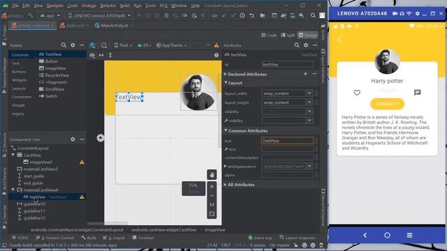 Constriantlayout android tutorial - Constriantlayout design with guidelines, chains смотреть онлайн