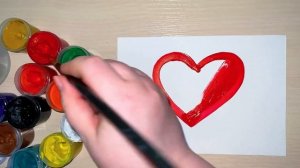 Как нарисовать сердце ? урок рисования для детей красками - рисуем сердечко