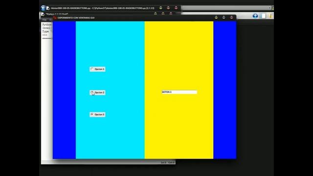 TKINTER (python) ejercicio 1 parte G: usando RADIOBUTTONS o botones de radio