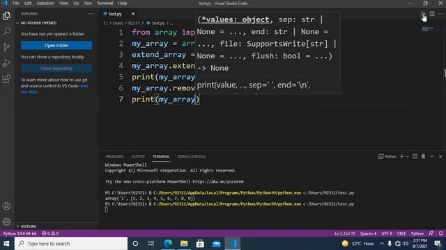Operations on Array in python | Python Array Operations | How to use Array Functions in Python