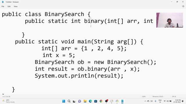 Binary Search Java Easy Notepad Solve | Binary Search Using Notepad Solved With Java Language