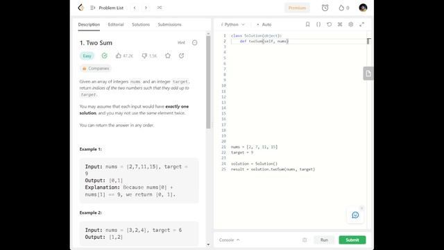LeetCode Two Sums Solution - Python #1 смотреть онлайн