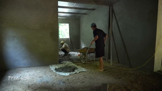 Pouring concrete floors for Wooden House | free life