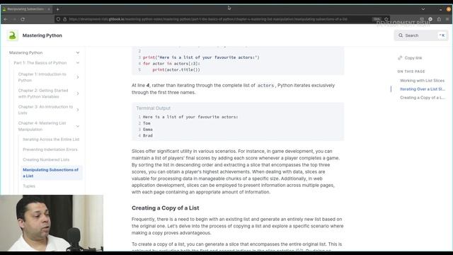 Manipulating Subsections of a List | Mastering Python | Chapter 4 | Part 04