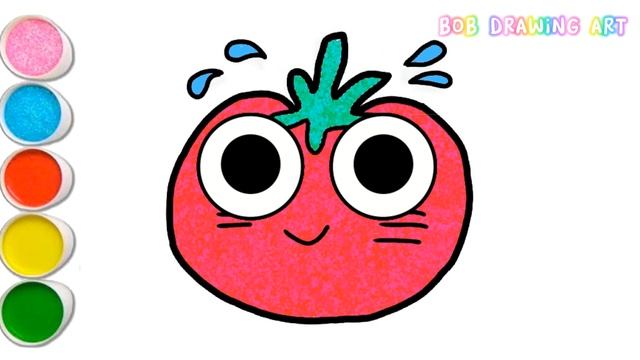 HOW TO DRAWING AND COLORING CUTE TOILET  DRAWING LOVE WITH SAD  DRAWING TOMATO  TUTORIAL DRAWING