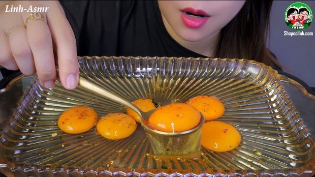 ASMR EATING RAW EGG YORKS. EATING SOUNDS | LINH-ASMR