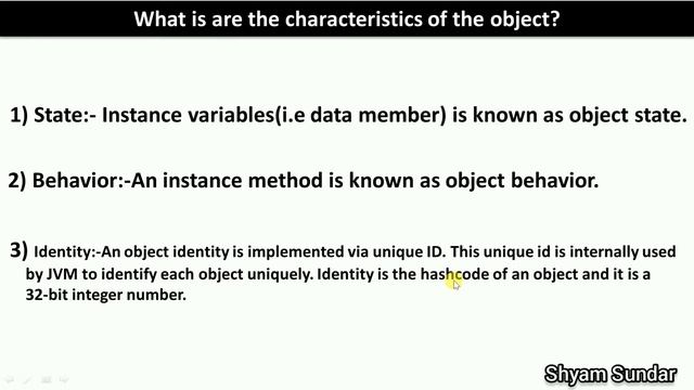 definition of oops, class and objects in java || Shyam Sundar