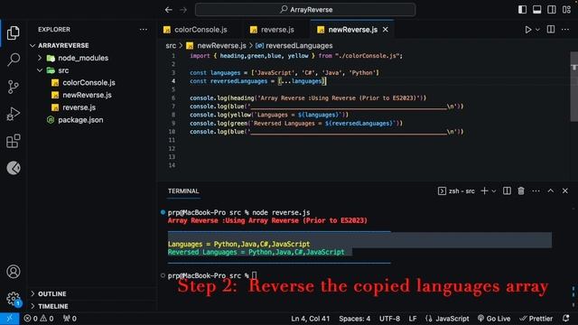 Reverse an array in modern JavaScript.