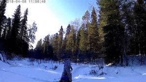 Поездка на снегоходах на рыбалку по тайге