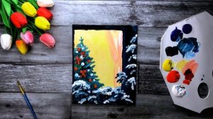 НОВОГОДНИЙ РИСУНОК • Как нарисовать новогоднюю елку • Новогодняя открытка своими руками • Котенок