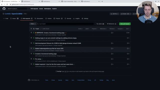 GitHub pull-request reviews and issue stewardship