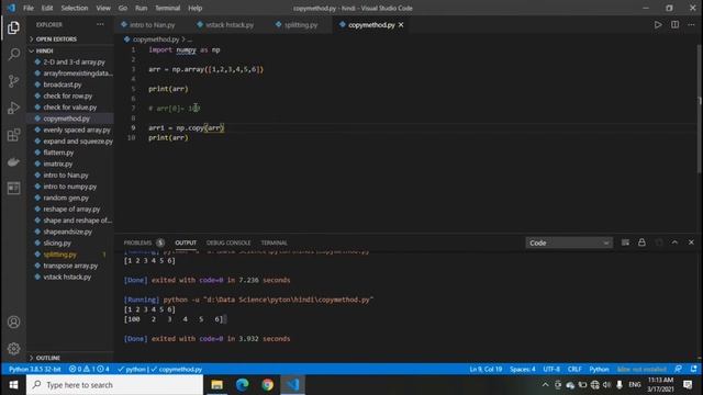 copy in numpy | numpy tutorial in hindi| data science tutorial in hindi