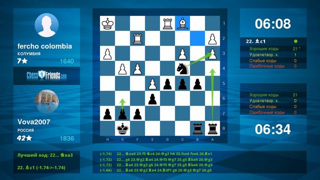 Защита Каро-Канн: Вова (9 лет) из Барнаула против противника из Колумбии смотреть онлайн