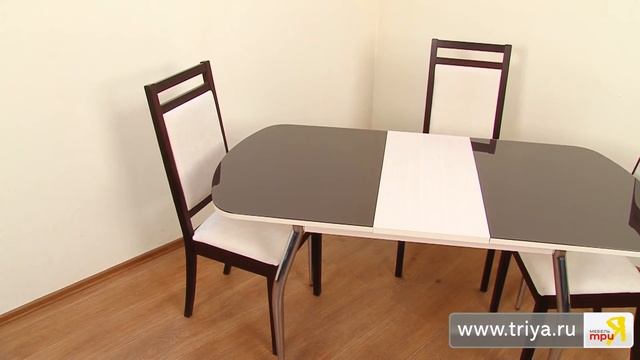 Стол обеденный раздвижной со стеклом «Милан» СМ-203.01.12 (Дуб Белфорт , ШТП коричневое) смотреть онлайн