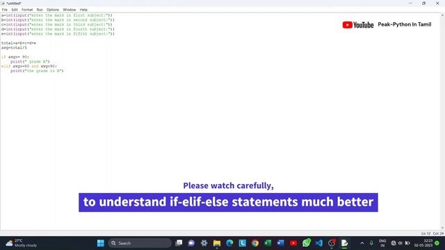 if-else statements python part-2 | python Explained in Tamil | peak-python in Tamil