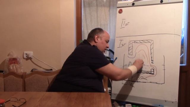 Двухэтажная суперпечь. ч.5 Одна печь отапливает два этажа. Схема.