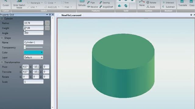Cylinder drawing and editing