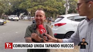 Santandereano junto a sus vecinos, tapan huecos en Cali |24.01.2024| TP Noticias