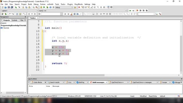C Programming Tutorial for Beginners 6 -  C Variable Scope | Scope rules in C