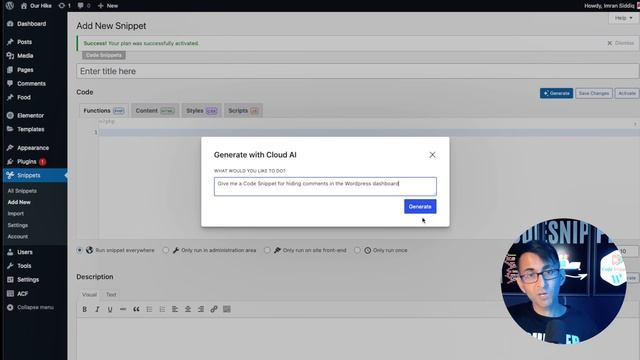 New Code Snippets Connection and AI - CodeSnippetsAI - Cloud Connection WordPress Plugin