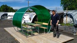 Обзор беседки Пион слайдер. Сдвижная крыша, надежный каркас. Садовая беседка на дачу.