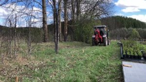 Бурение ямобуром лунок под живую изгородь на тракторе СКАУТ-Т504С