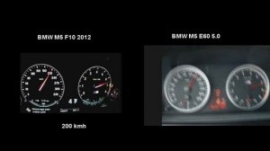 BMW M5 F10 2012 VS M5 E60 S85 V10 acceleration разгон ускорение дрег 0-300 kmh