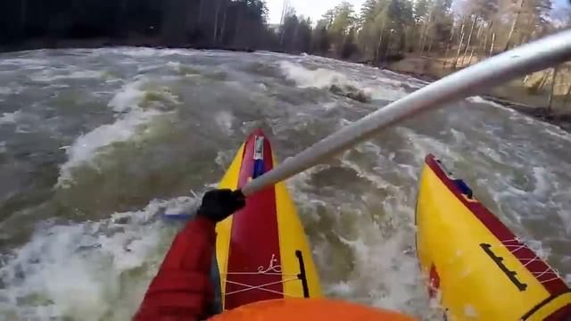 Река Березяк, порог Самарский, съемка с катамарана, экипаж 2. 3 мая 2015г. смотреть онлайн