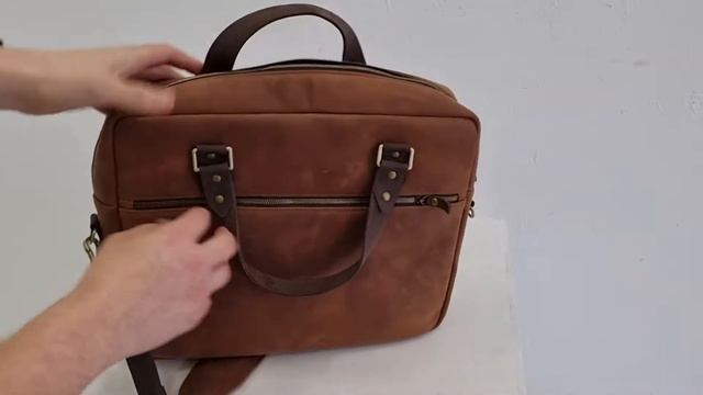 Обзор сумки для ноутбука J.Audmorr, Cardiff Sienna из натуральной кожи смотреть онлайн