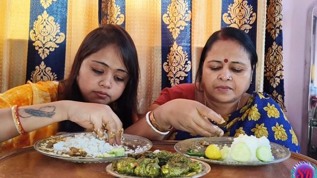 Palak Chicken Rice bhola fish with Fish bhapa Eating challengeBengali thali eating challenge
