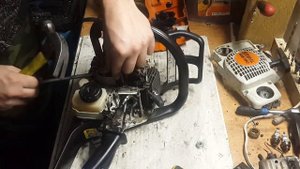 разборка ремонт пилы stihl 180 без снятия ручки