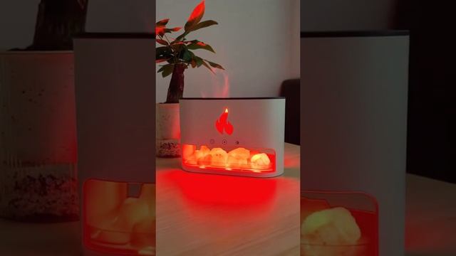 New Flame Humidifier Aromatherapy Machine Crystal Salt Stone Colorful Lamp Flame 3d Simulation