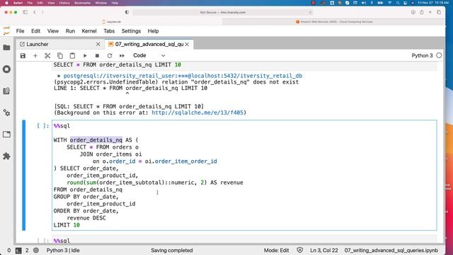 Mastering SQL - Postgresql - Advanced SQL - Named Queries - Using WITH Clause
