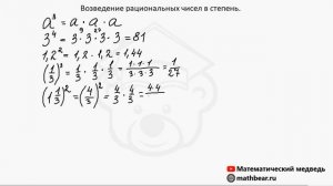 Возведение рациональных чисел в степень. 6 класс.