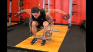 Разведение гантелей сидя в наклоне