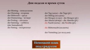 Немецкий язык. Дни недели и времена суток. (A1)