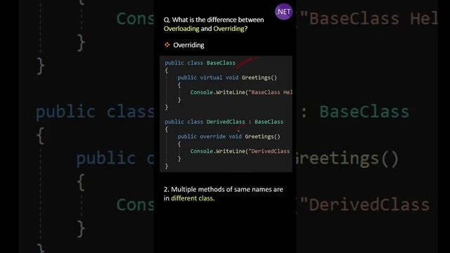 What is the difference between Overloading and Overriding ?