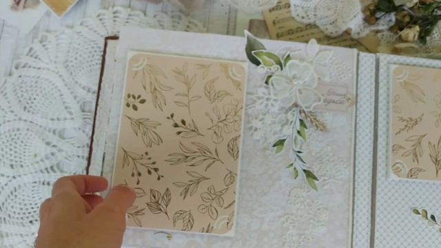Wedding's album. Нежный свадебный альбом. Скрапбукинг. видеообзор альбома на свадьбу. смотреть онлайн