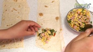 Треугольники из лаваша с ветчиной и сыром. Быстрый завтрак за 10 минут / Flatbread Triangles