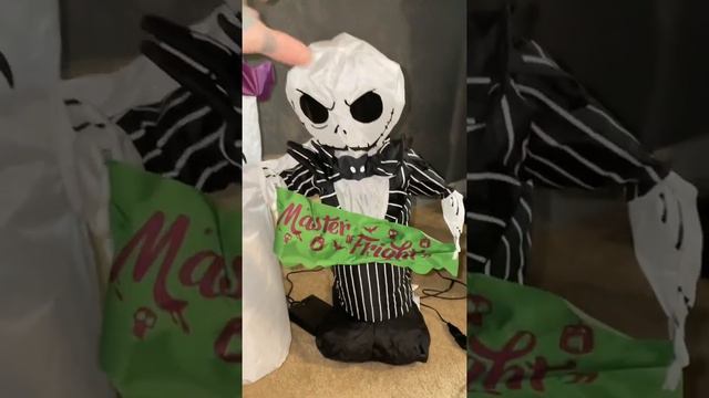 2 Gemmy Airdorables Blowing Up! Cute Little Tiny Baby inflatable Jack Skellington & Ghost