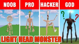 Minecraft battle: NOOB vs PRO vs HACKER vs GOD: BUILDING LIGHT HEAD MONSTER (LAMP HEAD) in Minecraft